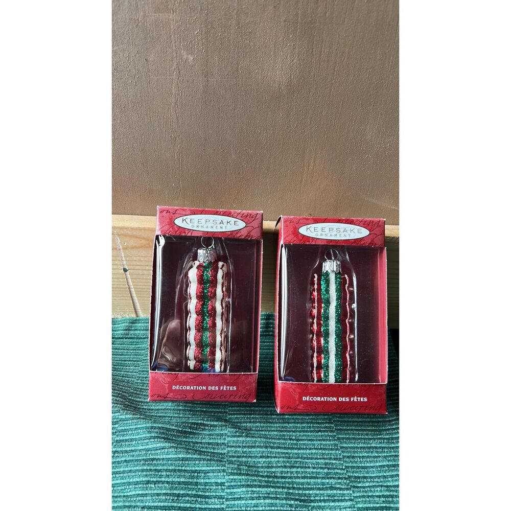 Hallmark Keepsake Christmas Hand Blown Glass Ornament Tree Li'l Cascade Lot of 2